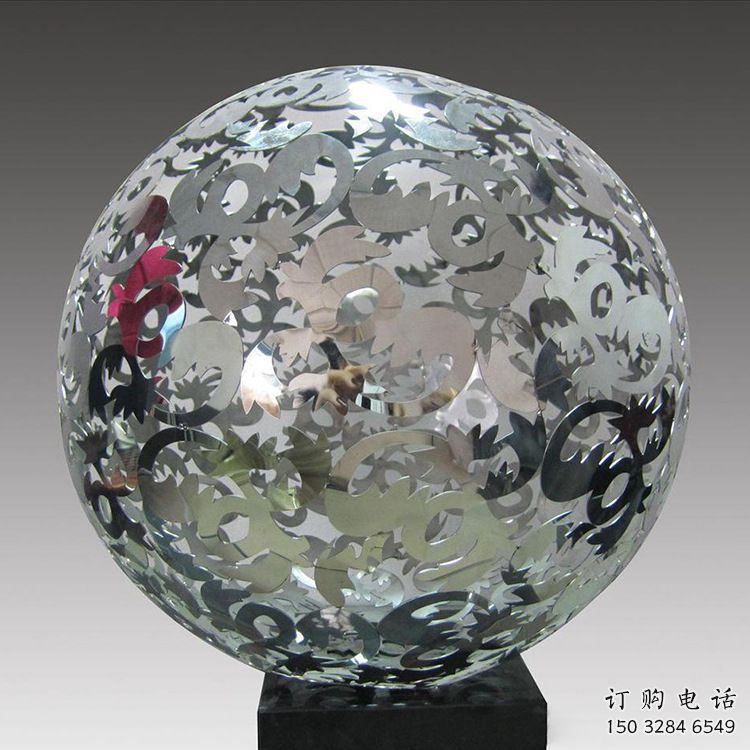 大門口球狀雕塑廠家 鏡面鏤空小品 仿真不銹鋼球狀雕塑