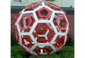 體育場(chǎng)足球雕塑廠家 仿真運(yùn)動(dòng)小品 鏤空不銹鋼足球雕塑