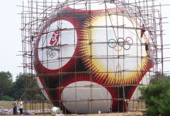 噴漆足球雕塑廠家 中式廣場小品  大型不銹鋼足球雕塑