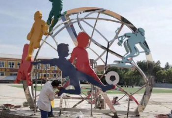 鏤空足球雕塑廠家 公園園林小品 戶外不銹鋼足球雕塑