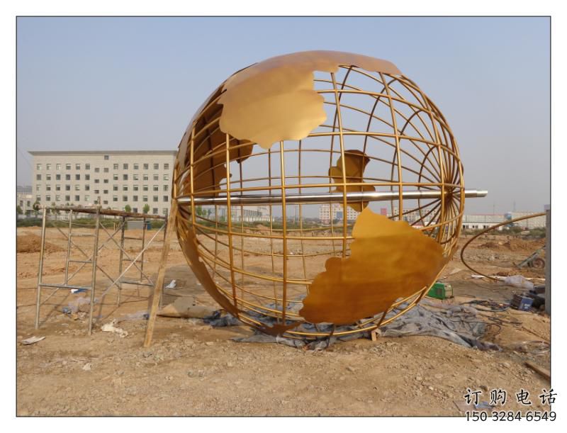 鏤空地球儀雕塑廠家 園林小品 住宅小區不銹鋼地球儀雕塑