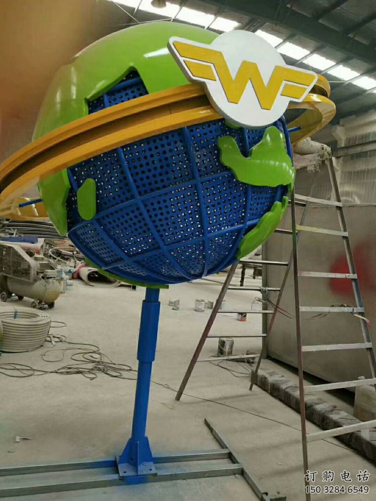 大型商場(chǎng)地球儀雕塑廠家 現(xiàn)代擺件 烤漆不銹鋼地球儀雕塑