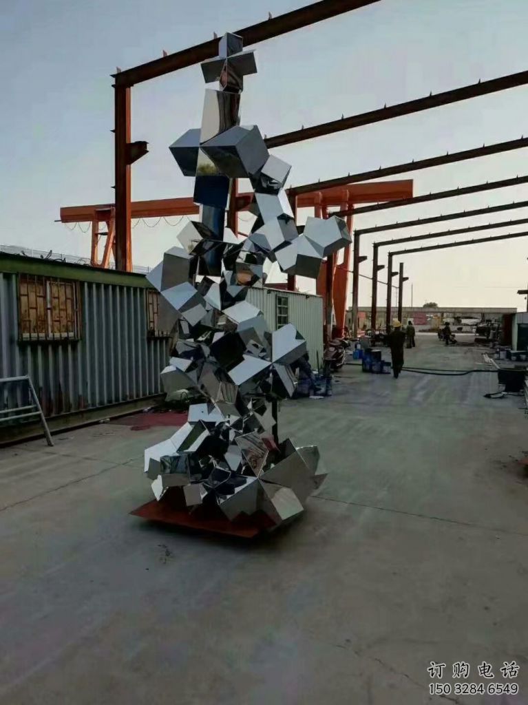 企業石塊雕塑廠家 鏡面創意小品 歐式不銹鋼石塊雕塑