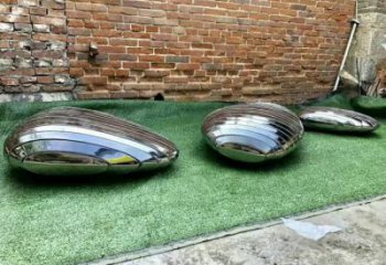 廣場鵝卵石雕塑廠家 現(xiàn)代公園小品 鏡面不銹鋼鵝卵石雕塑