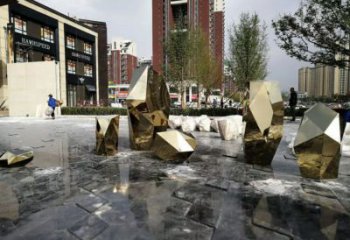 步行街石塊雕塑廠家 現(xiàn)代創(chuàng)意小品 戶外不銹鋼石塊雕塑