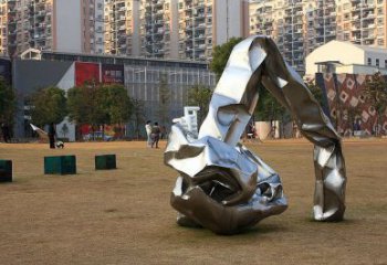 大型商場石塊雕塑廠家 街頭擺件 鏡面不銹鋼石塊雕塑