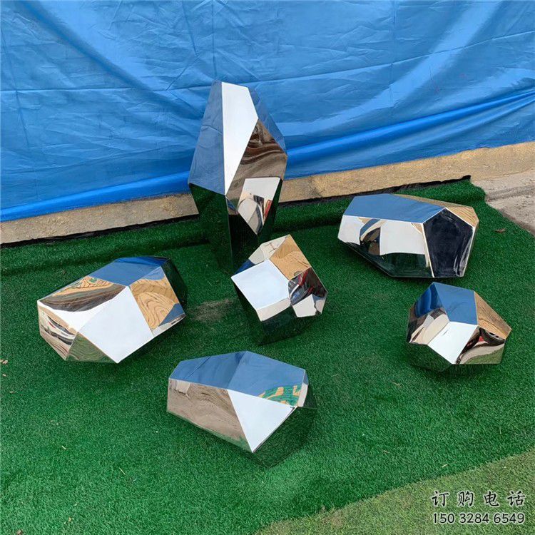 歐式石塊雕塑廠家 抽象擺件 體育場不銹鋼石塊雕塑