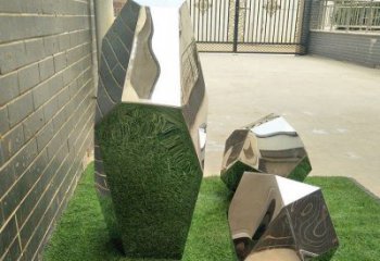 中式石塊雕塑廠家 公園創(chuàng)意小品 游樂場(chǎng)不銹鋼石塊雕塑