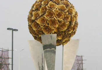 大型花球雕塑廠家 鍛造公園小品 戶外不銹鋼花球雕塑