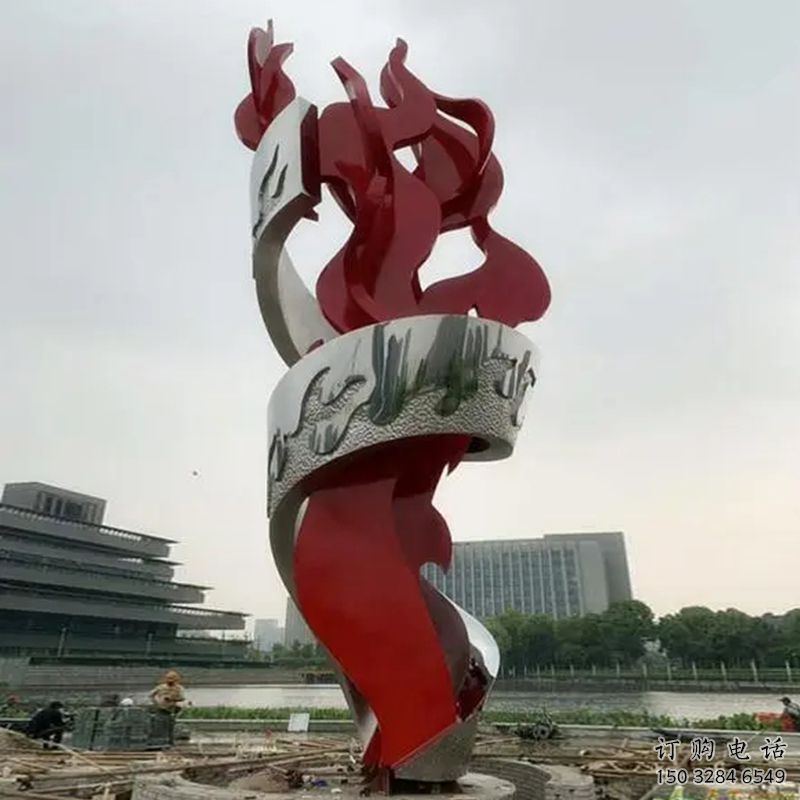 戶外火炬雕塑廠家 廣場噴漆小品 現代不銹鋼火炬雕塑