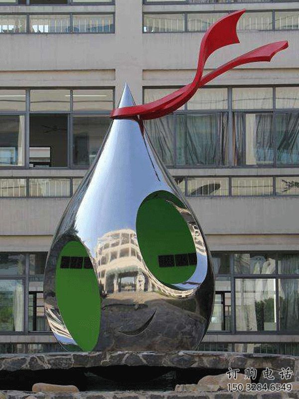 街頭水滴雕塑廠家 大型鏤空擺件 公園不銹鋼水滴雕塑