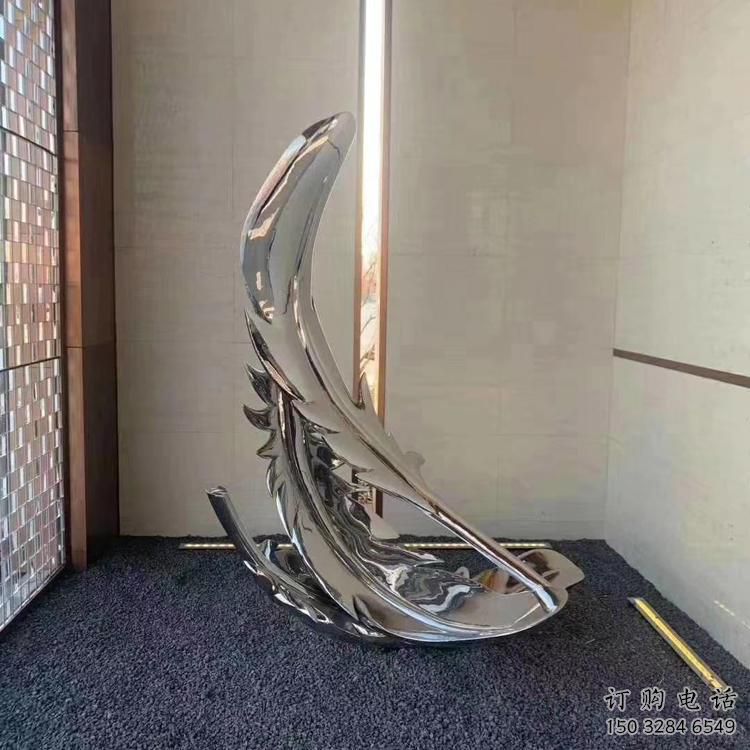 現代羽毛雕塑廠家 大型別墅區擺件 戶外不銹鋼羽毛雕塑