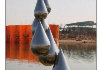 別墅區水滴雕塑廠家 大型別墅區擺件 鏡面不銹鋼水滴雕塑