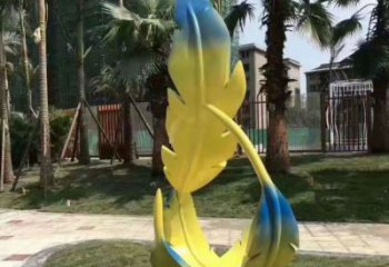 彩繪羽毛雕塑廠家 創(chuàng)意烤漆擺件 街頭不銹鋼羽毛雕塑
