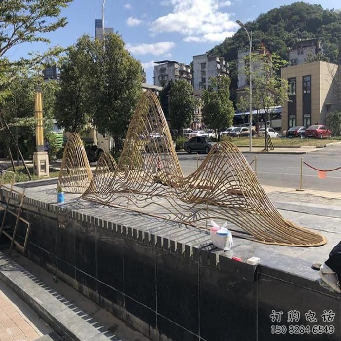 房地產(chǎn)假山雕塑廠家 鏤空擺件 鋼管不銹鋼假山雕塑