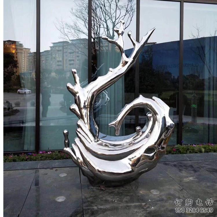 水景海浪雕塑廠家 現代鏡面小品 創意不銹鋼海浪雕塑制作