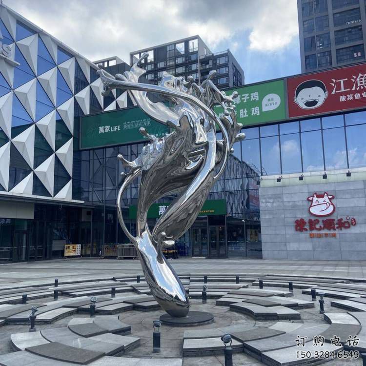 幾何水花雕塑廠家 現代創意小品 大門口不銹鋼水花雕塑生產