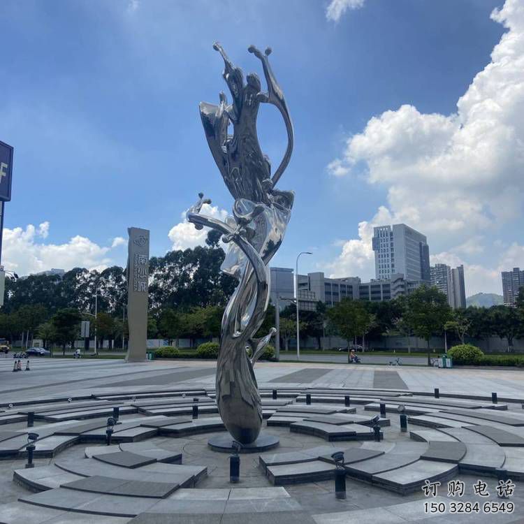 鏡面波浪雕塑廠家 現(xiàn)代街頭小品 歐式不銹鋼波浪雕塑生產(chǎn)