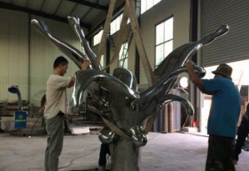 房地產水花雕塑廠家 鏡面擺件 鍛造不銹鋼水花雕塑生產