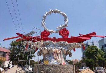 歐式波浪雕塑廠家 抽象公園擺件 現(xiàn)代不銹鋼波浪雕塑生產(chǎn)