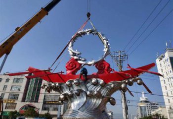 歐式浪花雕塑廠家 抽象公園擺件 現代不銹鋼浪花雕塑生產