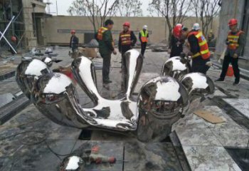 創意波浪雕塑廠家 現代小品 房地產不銹鋼波浪雕塑生產