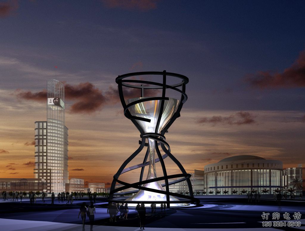 幾何沙漏雕塑廠家 歐式小品 鏤空公園沙漏雕塑生產