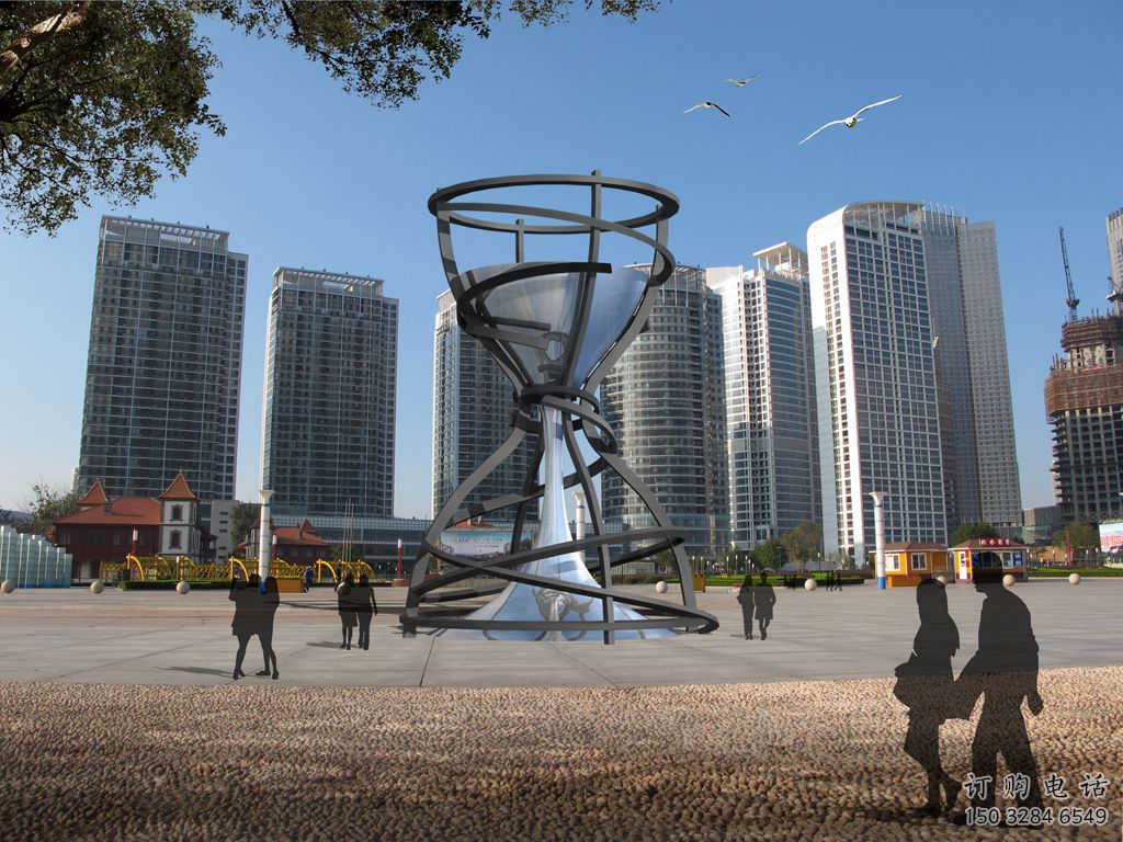 幾何漏斗雕塑廠家 創意小品 大門口不銹鋼漏斗雕塑