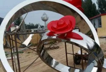 鏡面指環雕塑廠家 烤漆大型擺件 現代不銹鋼指環雕塑