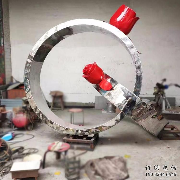 公園戒指雕塑廠家 戶外擺件 大型不銹鋼戒指雕塑