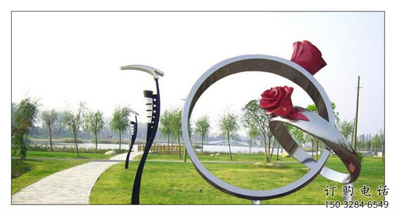 戶外戒指雕塑廠家 噴漆小品 大型不銹鋼戒指雕塑