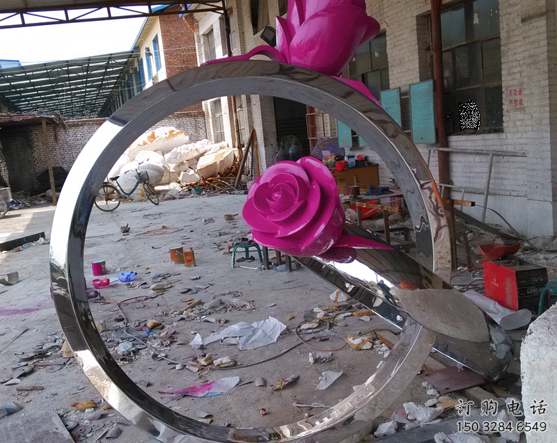 企業戒指雕塑廠家 鑄造小品 歐式不銹鋼戒指雕塑