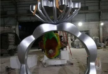 街道戒指雕塑廠家 現(xiàn)代擺件 鏡面不銹鋼戒指雕塑