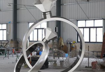 房地產(chǎn)戒指雕塑廠家 鏤空擺件 鍛造不銹鋼戒指雕塑