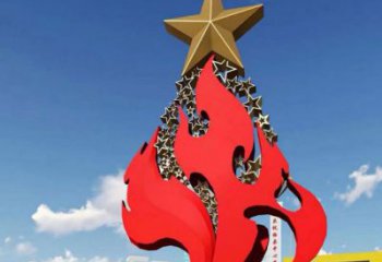 房地產五角星雕塑廠家 現代擺件 鍛造不銹鋼五角星雕塑