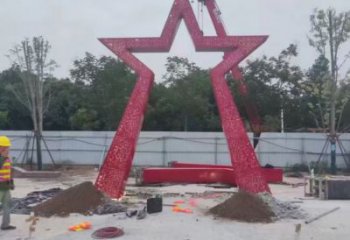 步行街五角星雕塑廠家 公園小品 大型不銹鋼五角星雕塑