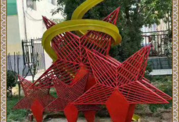 部隊五角星雕塑廠家 鏤空小品 噴漆不銹鋼五角星雕塑