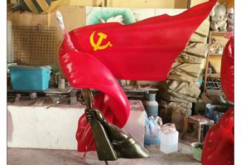 校園紅旗雕塑廠家 現代教育小品 大型不銹鋼紅旗雕塑