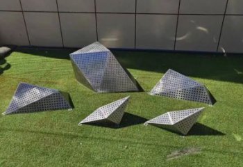 噴漆石頭雕塑廠家 中式村口小品 創(chuàng)意不銹鋼石頭雕塑