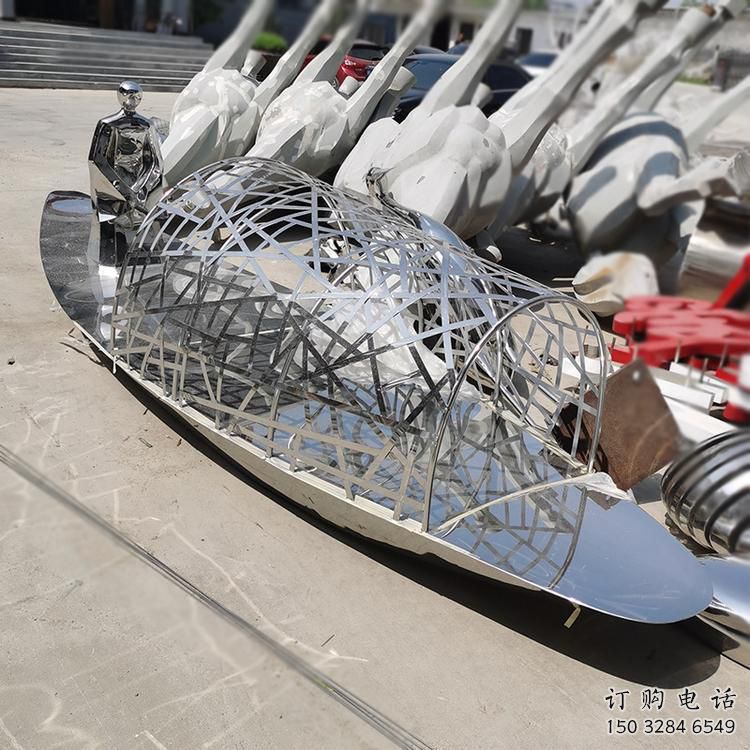 抽象船型雕塑廠家 公園小品 鏡面不銹鋼船型雕塑鑄造