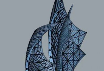 戶外帆船雕塑廠家 噴漆小品 大型不銹鋼帆船雕塑