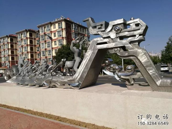 廣場龍舟雕塑廠家 公園小品 大型不銹鋼龍舟雕塑生產