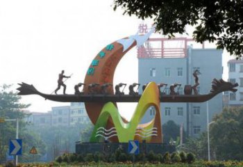 戶外龍舟雕塑廠家 噴漆小品 創(chuàng)意不銹鋼龍舟雕塑生產(chǎn)