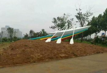 酒店劃船雕塑廠家 公園小品 制作不銹鋼劃船雕塑廠家