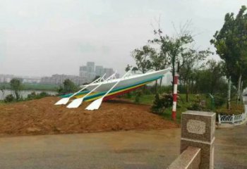 房地產(chǎn)劃船雕塑廠家 公園運(yùn)動(dòng)擺件 大型仿古劃船雕塑制作