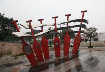 大型商場(chǎng)劃船雕塑廠家 運(yùn)動(dòng)擺件 鏡面不銹鋼劃船雕塑生產(chǎn)