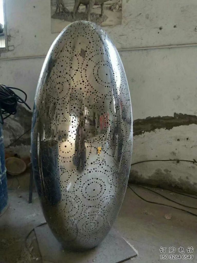 燈光雞蛋雕塑廠家 公園小品 商業街不銹鋼雞蛋雕塑生產