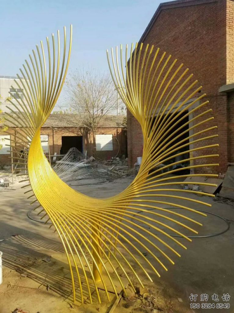 拉絲鳳尾雕塑廠家 鏤空創意擺件 大型不銹鋼鳳尾雕塑生產