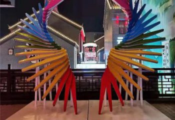 歐式鳳尾雕塑廠家 抽象擺件 烤漆不銹鋼鳳尾雕塑生產