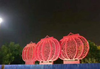 烤漆燈籠雕塑廠家 鏤空小品 現代不銹鋼燈籠雕塑生產